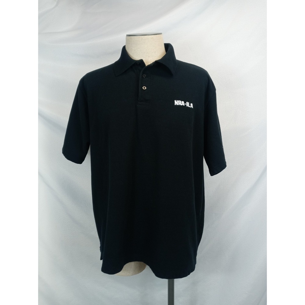 NRA ILA Polo Shirt Mens XL‎ Black 100% Cotton 2nd Amendment Gun Rights Logo